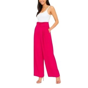 Choosy Women's Stylish Wide Leg Pants Sz-10 Magenta with Belt